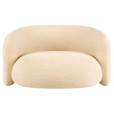 an oval shaped couch with a white background