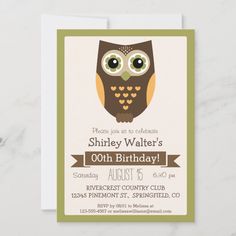 an owl themed birthday party card