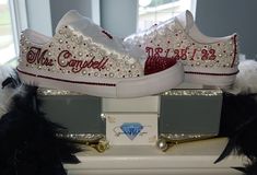 Tired of heels killing your sole? Let Signatures by Suni bling out a pair of sneakers for you! Let us turn your sneakers into the glass slippers of your DREAMS Designs starting at $160.00. Order your custom design today for all your signature BLING Cause at @Signatures by Suni we can bling ALMOST ANYTHING!! Let's BLING!💎 Visit our website at  https://signaturesbysuni.wixsite.com/signatures-by-suni Accessories:  Standard White Shoe Laces- $10 Custom Color Shoe Laces  $15  Lace Jewelry- 2 for $9 Wedding Tennis Shoes, Biker Wedding, Glass Slippers, White Shoe, Rhinestone Shoes, Bling Shoes, Vans Style, Lace Jewelry, Womens Wedding Shoes