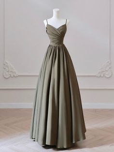 Beautiful A Line Dresses, Prom Dress Olive Green, Prom Dresses Olive Green, Olive Green Prom Dress Long, Elegant Dresses Green, Elegant Olive Formal Dress, Elegant Olive Dress For Formal Occasions, Elegant Olive Evening Dress, Olive Prom Dress Veaul