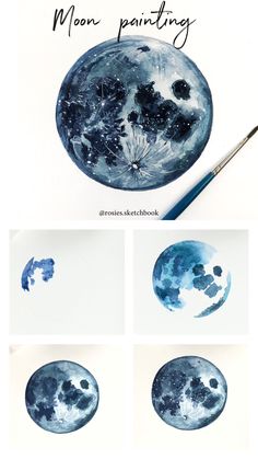 the moon is painted with watercolors and then it's been made to look like