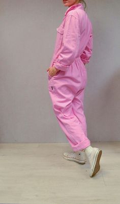 Pink Boilersuit Coveralls Bubblegum Pink All in One XS S M - Etsy Pink Coveralls Women, Pink Boilersuit Outfit, Womens Boiler Suit, Pink Jumpsuit Outfit Casual, Boiler Suit Women, Warehouse Worker Outfit Women, Pink Overalls Outfits, Coveralls Women Fashion, Boiler Suit Street Style