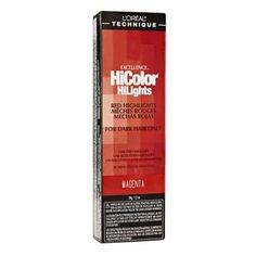 Loreal Technique Excellence Hicolor Hilights Red Highlights, Magenta, 1.2 Oz ; UPC: 657201051012 Color: Pink. Loreal Hicolor, Permanent Hair Dye Colors, Revlon Colorsilk, Wella Color Charm, Temporary Hair Dye, Light Auburn, Dyed Red Hair, Wella Color, Red Highlights