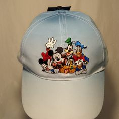 One Size Disney Adjustable Hat With Disney Characters Adjustable Disney Cap, Disney Bucket Hat, Disney Adjustable Cap, Disney Hat, Mickey Mouse Baseball Cap, One Size Fits Most, Blue Bucket Hat, Toddler Beanie, Disney Hats, Minnie Mouse Girl