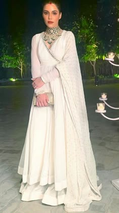 Off White Indian Suits, White Anarkali Wedding Dress, 2023 Indian Fashion Trends, White Angrakha Anarkali, White Angrakha, Angrakha Anarkali, Chikankari Anarkali, Anarkali Dress Pattern, Traditional Indian Dress