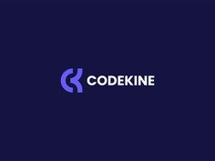 the logo for codekine is shown on a dark blue background with purple letters