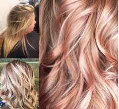 Rose Gold Hair Highlights, Gold Hair Highlights, Highlight Pictures, Hair Highlights Ideas, Balayage Hair Rose, Balayage Hair Blonde Short, Balayage Hair Blonde Medium, Rose Gold Blonde