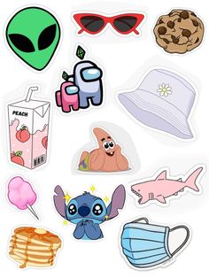 an assortment of stickers with different types of items in them on a white background