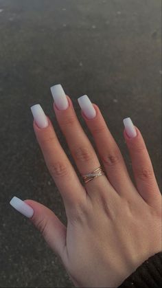 Trendy Nails Square, Square White Nails, Square Nails White, White Square Nails, Simple Gel Nails