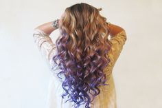 How to Get Mermaid Waves (via Free People) Purple Hair Dye Ideas, Purple Hair Dye, Dressing Tips, Purple Tips, Hair Dye Ideas, Hair Dressing, Mermaid Waves, Blonde Curly Hair, Dirty Blonde Hair