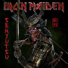 the cover art for iron maiden's album, featuring an image of a demon holding a