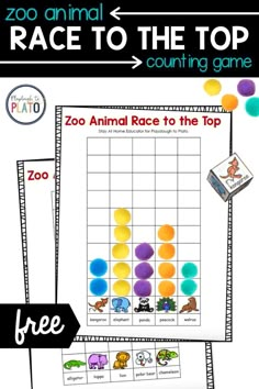 the zoo animal race to the top game with free printables for kids and adults