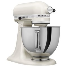 a white kitchen mixer on a white background with the words kitchen written in black ink