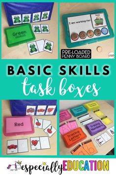 the basic skills for making task boxes that students can use to practice their reading skills