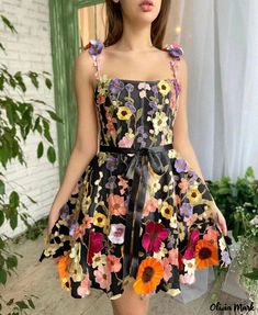 Olivia Mark - 3D Floral Embroidery Bodycon Dress Holiday Dresses Women, Elegant Embroidery, Prom Designs, Women Formals, Suspender Dress, American People, 1 Image, Flower Embroidery, Embroidery Dress