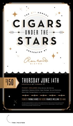 a flyer for cigars under the stars with an image of a star on it