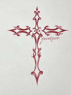 the cross is drawn in red ink on white paper