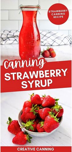 a book cover for canning strawberry syrup