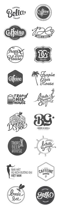 several different types of logos are shown in black and white