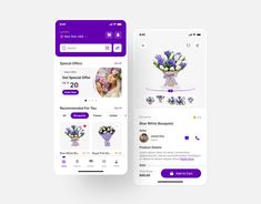 two smartphones displaying the same product on their screens, one with flowers in it