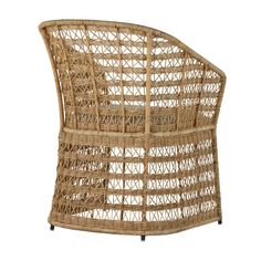 a wicker chair with wheels on the back and seat is shown in front of a white background