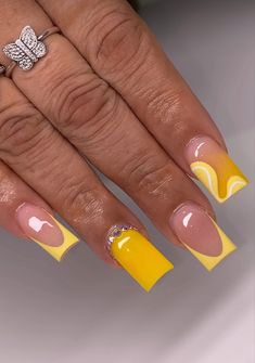 Summer Yellow Nails, Drip Nails, White Acrylic Nails, Cute Acrylic Nail Designs