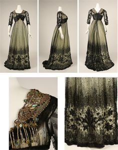 Ball Gown, ca. 1908 via The Met Edwardian Ball Gown, 1840s Evening Gown, 1899 Ball Gown, 1890 Tea Gown, 1870s Evening Gown, 1899 Evening Gown, 1920s Evening Dress, Regency Fashion