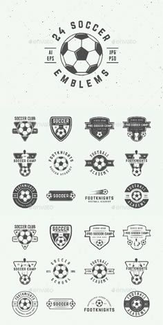 soccer emblems and badges are shown in this graphic file, as well as an image of