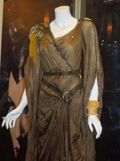 an image of a dress on display in a store window with the caption disney maleficent movie costume