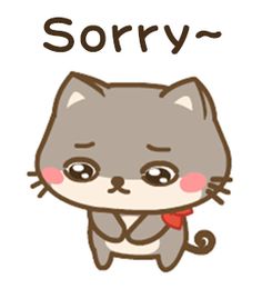 a cartoon cat with the words sorry on it's chest and an image of a kitten