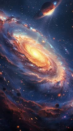 an artist's impression of two spiral galaxy like objects