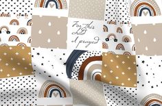 an abstract pattern with rainbows, stars and circles on white background that says true love child of heaven