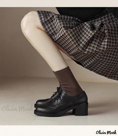 Olivia Mark - Comfortable and Stylish Block Heel Hollow Out Mary Jane Shoes with a Vintage Twist Fem Wangxian, Oxford Heels Outfit, Chunky Heel Outfit, Oxford Shoes Outfit Women's, Dark Academia Shoes, Chunky Oxfords, Style Oxford Shoes, Obiono Shoes, Coffee Shots