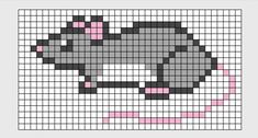 a cross stitch pattern with an image of a cat's face in grey and pink