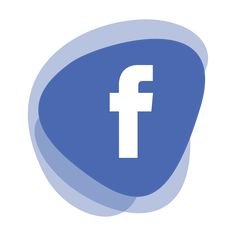 the facebook logo is shown in blue and white, with an oval shadow over it