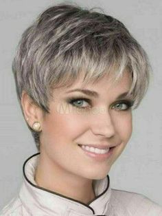 Hot Style Wig New Fashion Elegant Women&apos;s Short Gray Straight Natural Full Wigs, #AD, ##Wigs, #AD, #Full, #Natural, #Straight Short Human Hair Wigs, Monofilament Wigs, Short Grey Hair, Penteado Cabelo Curto, Trending Hairstyles, Short Wigs, Short Hair Styles Pixie, Ginger Hair, Short Hair Cuts For Women