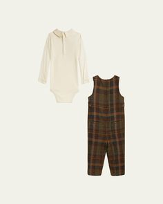 Ralph Lauren Childrenswear twopiece tartanprint overall with bodysuit set    Scoop neckline; buttons at the shoulders    Long sleeves    Snap closures at back    Snaps through legs    Wool/organic cotton/polyester    Imported Evening Flats, Cocktail Jacket, Jeans Jumpsuit, Lingerie Sleepwear, Bergdorf Goodman, Designer Collection, Sweater Skirt, Handbags On Sale, Scoop Neckline