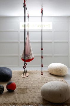 a room with various types of objects on the floor