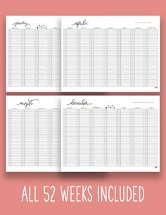 the printable wedding guest list is shown in three different sizes