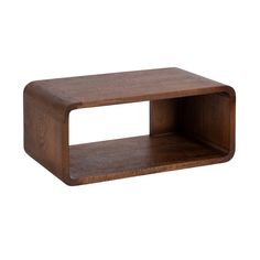 a wooden shelf with two shelves on each side