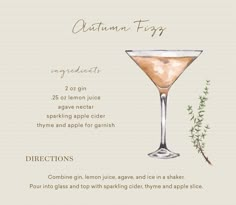 an image of a cocktail menu with ingredients