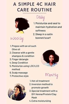 Must Have Hair Products For Natural Hair, Natural Hair Daily Routine, Short Natural Hair Care For Black Women, Taking Care Of Afro Hair, How To Take Care Of Type 4c Hair, Afro Care Tips Hair Growth, Wash Day Routine For Hair Growth, Afro Hair Care Tips, Daily 4c Hair Routine