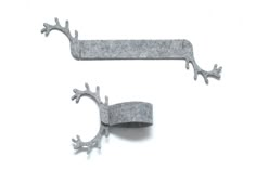 two metal brackets on a white background