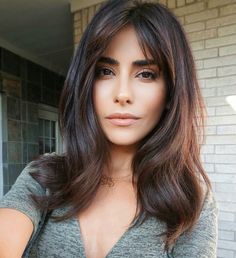 Hair Balayage warm brunette long bangs fringe face framing medium length layers middle part Medium Length Hair Cuts With Bangs, Curtain Hair, Bangs Curtain, Haircuts For Long Hair, Haircuts With Bangs, Curtain Bangs, Long Hair Cuts, Medium Length Hair Cuts, Balayage Hair