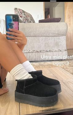 Platform Uggs With Leg Warmers, Ugg Boot Platform, Ugg’s Platform, Platform Uggs Black, Cheer Flyer, Korean Shorts, Winter Wishlist, Uggs Outfit