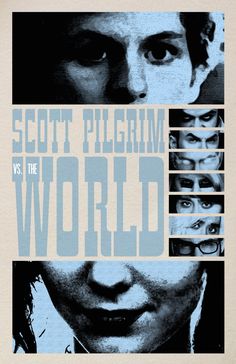 the movie poster for scott pilgrim's film world, which features four men with different facial expressions