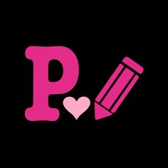 the word p is written in pink and has a heart next to it with a pencil