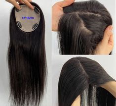 "Product Introduction: Hair Topper for Effortless Elegance Premium Hair Material: Crafted from 100% human remy hair for a natural and luxurious look. Versatile Color Options: Brown and Natural black color Size: 12*13cm full silk based free part Length: 14\" on picture 12-20\" can be chose Density: 130% Texture: Natural straight 4 clips keep the stable and security. High-Quality Lace Material: Swiss lace human hair topper ensures a seamless blend with your natural hair. Texture and Styling: Boast Hair Toppers For Thinning Hair, Curling Irons, Hair Topper, Lace Material, Hair Texture, Thinning Hair, Hair Toppers, Swiss Lace, Curling Iron