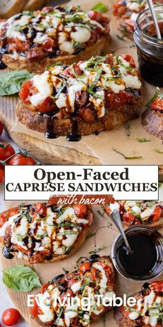 open faced caprese sandwiches with mozzarella sauce