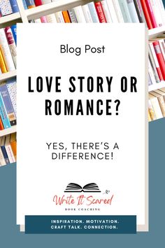 a book shelf with books on it and the words love story or romance? yes, there's a reference